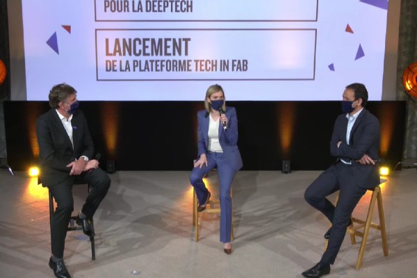 Paul-François Fournier, Directeur Exécutif de Bpifrance, Agnès Pannier-Runacher, ministre chargée de l’Industrie et Cédric O, Secrétaire d’Etat chargé de la Transition numérique et des Communications électroniques.