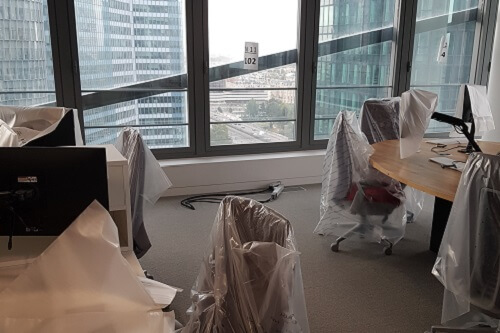 L’intérieur d’un futur espace de travail au sein du nouveau siège de Saint-Gobain à la Défense (92)