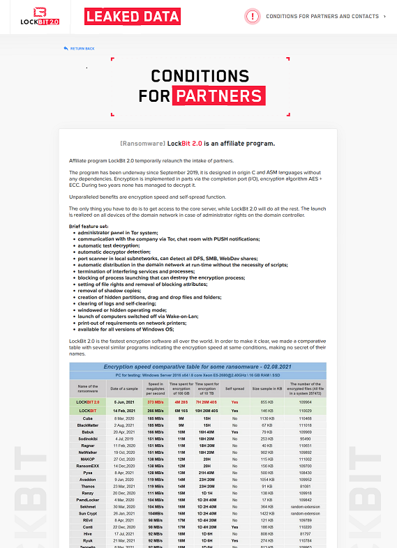 conditions pour devenir un partner commercial de LockBit