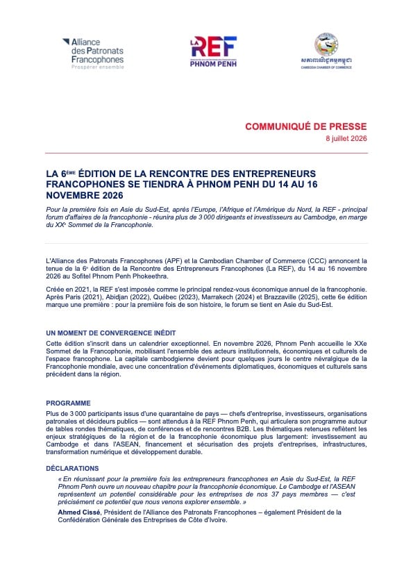 Communiqué de presse - REF 2026